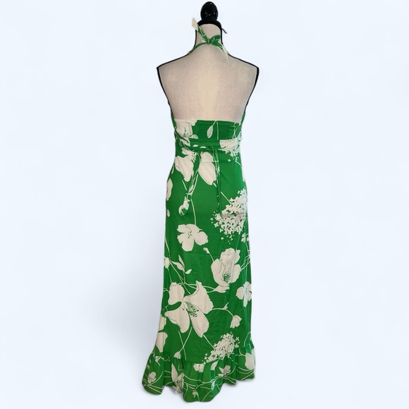 Odille green white floral halter tie maxi dress - Picture 3 of 8